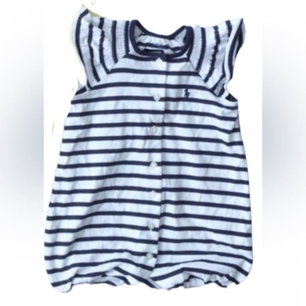Ralph Lauren baby girl nautical sailor navy white romper jumpsuit